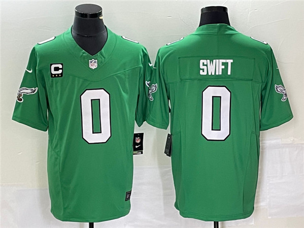 Men's Philadelphia Eagles #0 D??andre Swift Green 2023 F.U.S.E. With C Patch Vapor Untouchable Stitched Football Jersey